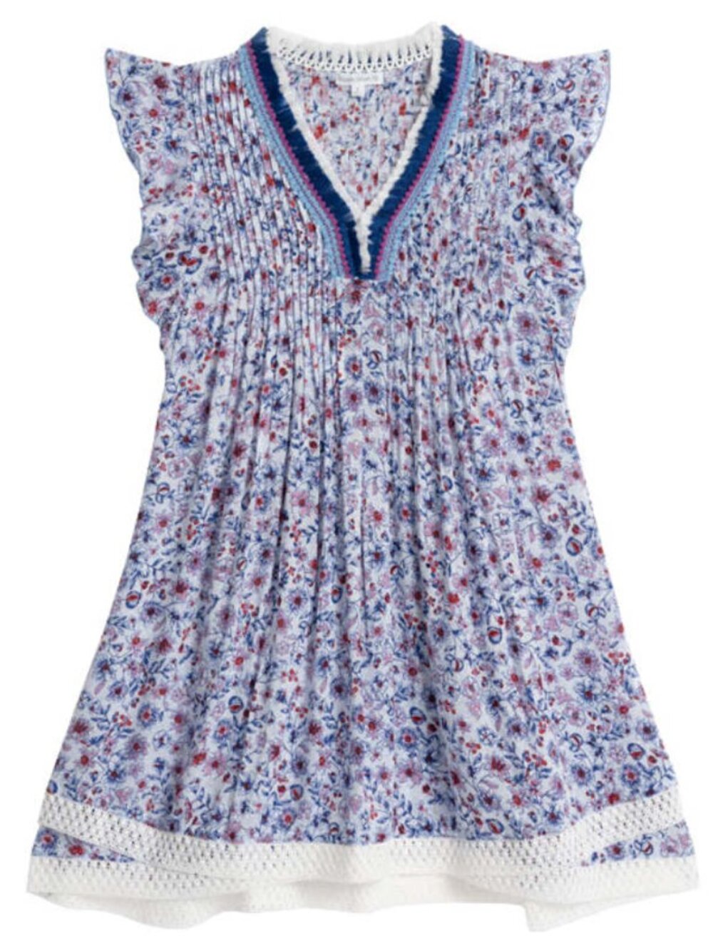 Poupette St. Barth blue magnolia mini dress Mila V viscose sz S